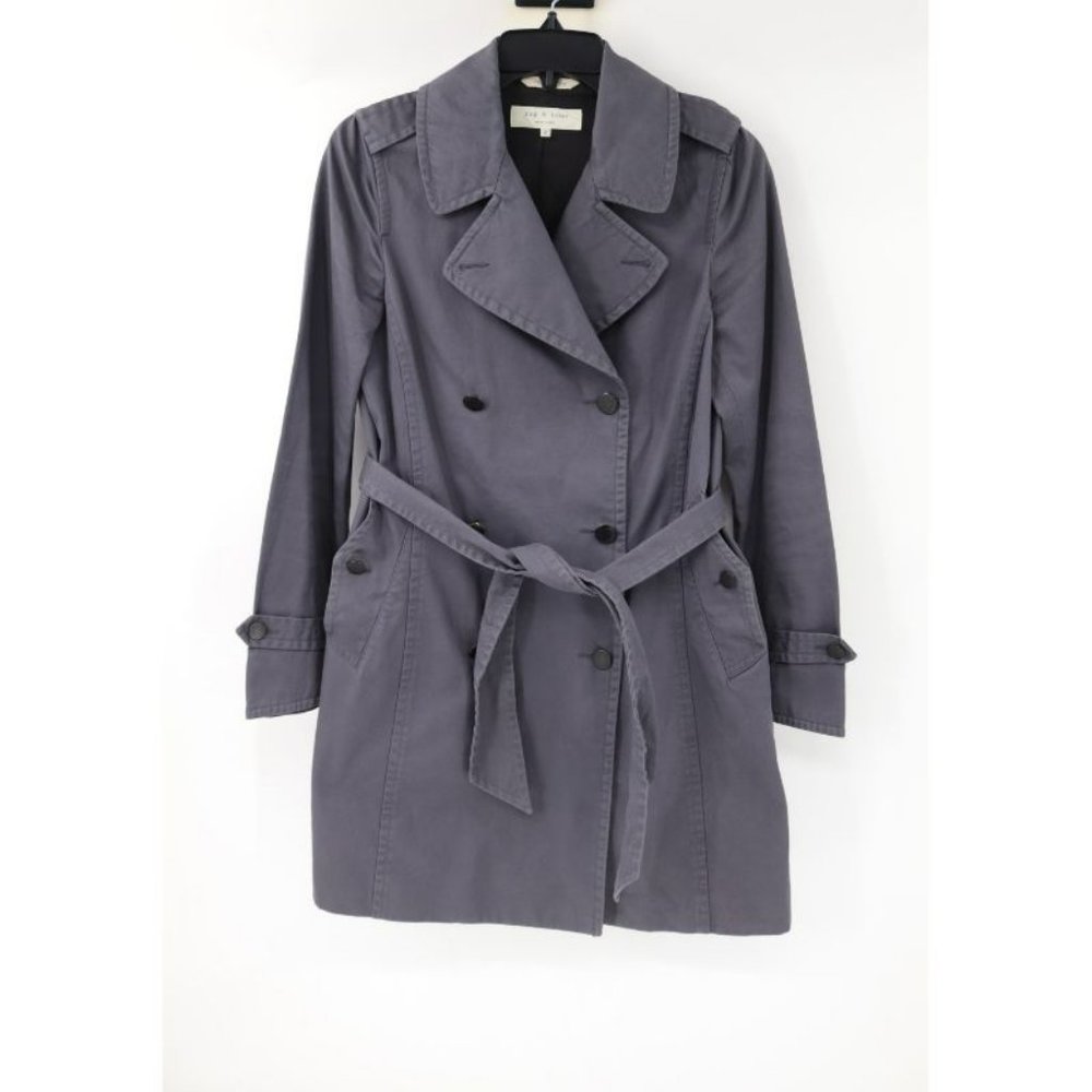 Rag & Bone Trench Coat Womens 2‎ gray Belted Double Breasted Jacket military